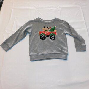 Toddler Christmas Tree 2T Sweatshirt Reindeer Truck Unisex Gray NEW